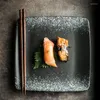 Pratos de cerâmica japonesa quadrado bife prato de massa restaurante decoração sushi sashimi casa retrô talheres de porcelana 8/10 polegadas