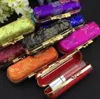 Empty Vintage Lipstick Box Storage Case with Mirror Silk Brocade Lip Balm Packaging Tubes Lip gloss Containers 10pcslot7435958