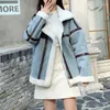 Pelliccia da donna 2022 Giacca invernale in pelle scamosciata Cappotto da donna Caldo lana d'agnello Parka Donna Agnello Velluto Finto PU Cappotto Bomber da locomotiva da donna