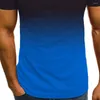 T-shirts d'été pour hommes, col rabattu, dégradé de couleur, pull, fermeture éclair, manches courtes, haut, sweat-shirt pour fête