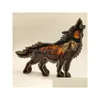 Annan heminredning Howl Wolf Craft Scpture Figur Laser Cut Wood Material Home Decor Gift Art Crafts Forest Animal Table Decoration DHBQJ