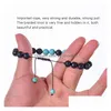 Beaded 8Mm Yoga Lava Rock Bracelet Strand String Natural Stone Tiger Eye Turquoise Essential Oil Diffuser Bracelets Women Men Fashio Dhocg