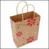 Polva de doces portáteis de doces portáteis bolsa kraft paper floco de neve de natal de Natal