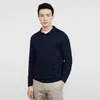 Erkek Sweaters Kuegou Sonbahar Kış Men Kazak Polo Gömlek Yakası Uzun Kollu Küleyler Kalite İnce Örme Yün Karışımı Sıcak Üst 721 221125