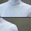 Herrtröjor koreanska smala fast färg Turtleneck Mens Winter Long Sleeve Warm Knit Classic Casual Bottoming Shirt 221125