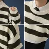 Men's Sweaters Contrast Stripe Knitted Autumn Winter 6 Color Men And Women's Pullover Black Red Striped Oversized 221125