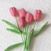 Decorative Flowers Set Of 5 Cotton Yarn Knitting Bouquet Artificial Finished Crochet Tulips Eternal Flower Valentine's Day Birthday Gift