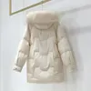 Damen Trenchcoats Baumwolle Daunen gepolsterte Jacke Damen Plus Größe 2XL Lose mittellange Parka Koreanische Frauen Winter Big Fur Warmer Taschenmantel