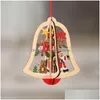 Decorazioni natalizie Albero di Natale in legno Cuore Fiocco di neve Jingle Bell Decorazioni Ornamenti in legno El Home Decor Drop Delivery Dhtns