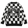 Men's Sweaters Hip Hop Knitted Men Harajuku Vintage Star Gun Plaid Jumper Streetwear Casual Oversized Pullover Couple Autumn Tops 221125