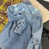 Dames Jackets Designer Mini High Edition Autumn and Winter 22 Gu Family Heavy Industry Embroidery Denim Shirt Coat Women Rapel High-End