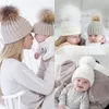 Accessoires pour cheveux, bonnets maman et moi, chapeaux d'hiver assortis tricotés pour mère et fille