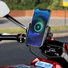 Car Motorcycle Phone Holder with Qi 15W Wireless Charger USB C 20W Fast Charging Waterproof Mirror Handlebar Bike Cellphone Mount