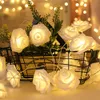 Rose Flower LED String Lights Artificial Flower Bouquet Garland for Wedding Valentine's Day Christmas Party Decoration