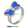 Band Rings Fashion Changing Color Guitar Butterfly Heart Rings Band Temperature Sensing Mood Ring For Women Kids Jewelry Drop Deliver Dhyp2