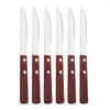 Ensembles de vaisselle Couteaux de table à manche en bois 304 Vaisselle en acier inoxydable Ensemble de couteaux à steak Couverts Couverts Accessoires de cuisine