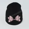 Clip à nœud papillon broderie nœud mignon chapeau de bonnet femme hiver chapeaux en tricot chaud fashion fashion gabares de crêpes décontractés pour fille