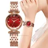 Relógios de pulso luxuoso refinado refinado de damas de diamante de diamante quartzo assistir feminino feminino plating aço inoxidável relógio de presente de aço
