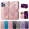 Wallet Butterfly Embossing Leather Case For iPhone 15 14 13 12 Pro Max 11 Pro samsung S23 S22 Holder Card Slots Flip Cover Stand Bag Cover