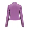 Giacca da donna in pelle sintetica moda donna Moto Biker Motocicletta Cappotto femminile Viola Nero Caffè Rosso Autunno Primavera Veste Cuir Femme 221125