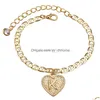 Anklets A Z English Initial Heart Anklet Chain Crystal Gold Chains Charm Foot Armband Women Fashion Jewelry Gift Drop Delivery Dhsed