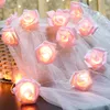 USB/batterij aangedreven Rose Flower LED -lichten Lichten kunstmatige bloemboeket Garland voor vakantie bruiloft Valentijnsdag kerstfeestdecoratie