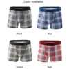 Caleçon Hommes Plaid Coton Confort Boxer Briefs Sport Taille Haute Grande Poche Élastique Sous-Vêtements Culotte Maison Shorts Grande Taille