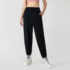 LL_8026 katoen harembroek High Rise Jogger Yoga broek Drawcord bij taille zweetbroek Casual ontspannen fit Joggers Volledige lengte vrouwen broek met zak