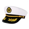 Basker män hattar sjöman kapten hatt svarta vita uniformer kostym party cosplay scen utföra platt marin militär mössa för vuxna kvinnor