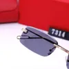 メンズサングラスデザイナー男性女性カーターメガネファッションクラシックフレームレスアイウェアスクエアサングラス UV400 エコ熱波眼鏡男性用レディース眼鏡ボックス付き