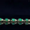 Pulseira feminina moda pulseira oval coração verde jades calcedônia jóias de cristal para festa de casamento feminino pulseiras pulseiras atacado