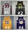 College basket bär retro baskettröja Mamba Bryant Dikembe Mutombo Chamberlain Larry Johnson Jerry West Dennis Rodman Scottie 33