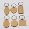 Party Favor Customized Blank Round Heart Square Shape Wood Keychains Creative Wooden Key Buckle Wedding Birthday Gift For Man And Wo Dhmp8