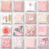 Poduszka pokrywa różowe dekoracyjne poduszki domowe sofa kwiat tkaniny poliestr futerał malowniczy dekoracje samochodu bawełniane poduszki