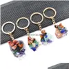 Porte-clés Artisanat Pierre précieuse brute Pierre naturelle Porte-clés Quartz Améthyste Oeil de tigre Cristal Porte-clés Agate Ore Méditation Pendentif Hangb Dhhki