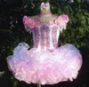 Suknia balowa krótka dziewczyny suknie konkursowe organza mini niemowlę sukienki malucha