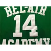 College Basketball bär den färska prinsen av Bel-Air Stitched 14 Will Smith Jersey 25 Carlton Banks Bel-Air Academy College Movie Version Jersey Green Black Black