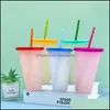 Tumblers 24Oz Color Changing Cup Clear Plastic Drinking Tumblers Colors Reusable Cold Drinks Magic Coffee Beer Mugs 78 S2 Drop Deliv Dhlwq