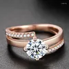 Anéis de casamento Moissanite Row Ring Color Silver Plated Rose Gold Casal Zircão Jóias de Proposta de Casamento Requintadas