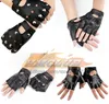 ST441 1 paire Punk Hip-hop PU noir demi-doigt gants en cuir carré ongles mode main plus chaud hiver gants chaud sans doigts