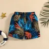 Kl￤derupps￤ttningar 2022 0-5y Brother Sister Matchande Summer Swimsuit Girls Sleeve Crop Top Leaves/Boys Swimming Shorts Holiday