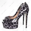 Хилсер Новое прибытие Женщины Женщины накачивают патентное скольжение на Peep Toe Sexy Stiletto Heels Sky Blue Leopard Shoes Lady Us Plus 5-20