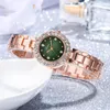 Montres-bracelets diamant femmes montres montre en or Rose dames Quartz glacé strass femmes Bracelet ensemble Relojes Para Mujer