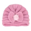 Hair Accessories Baby Hedging Hat Kids Winter Hats Beanies Children Warm Woolen Yarn Knitted Cap For Girls Boys Solid Color Bowknot Warmer