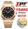 IPF 41mm 1540 A3120 Montre Automatique pour Homme Ultra-mince 9.8mm Or Rose Noir Texturé Cadran Marqueurs de Bâton Bracelet en Acier Inoxydable Super Edition Montres Puretime C3