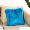 Cushion/Decorative Pillow Pillow Fluffy Long Plush Pillowcase Wool S Fur Er Ins Sofa Bed Pillows Christmas Decorations Room Throw Dr Dhywl