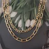 Pendant Necklaces Gorgeous Gold Color Plating Snake Chain Cuba Layered Necklace With Engraved Cross For Women Chic Trendy Jewelry