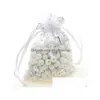 Torebki biżuterii Torby Dziesiątki rozmiarów Mesh Organza Bag Jewelry Prezent Podarunek Weddna przyjęcie Święta Candy Dstring Pakiet Pakiet Czerwony Czerwony Wh Dhso6