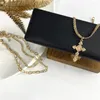 Pendant Necklaces Gorgeous Gold Color Plating Snake Chain Cuba Layered Necklace With Engraved Cross For Women Chic Trendy Jewelry