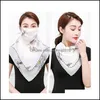 Designer Masks Fashion Windproof Scarf Face Masks Soft Chiffon Flower Print Warm Neckerchief Sunsn Mouth Mask For Womens Ladies 4 1Y Dh5D8